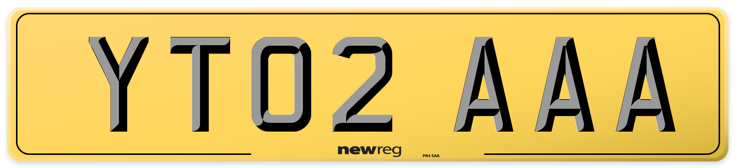 YT02 AAA Rear Number Plate