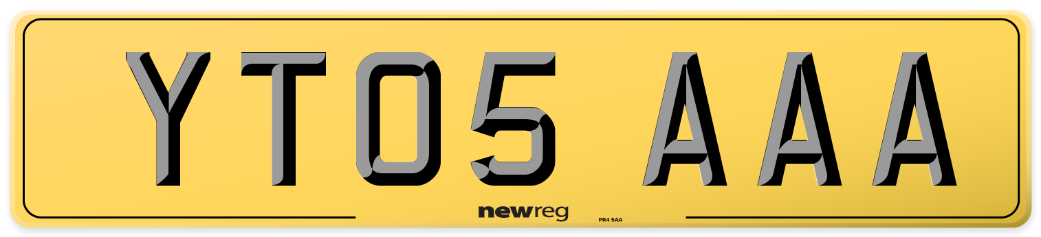 YT05 AAA Rear Number Plate