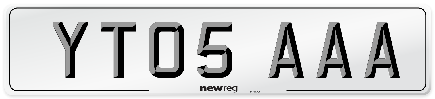 YT05 AAA Front Number Plate