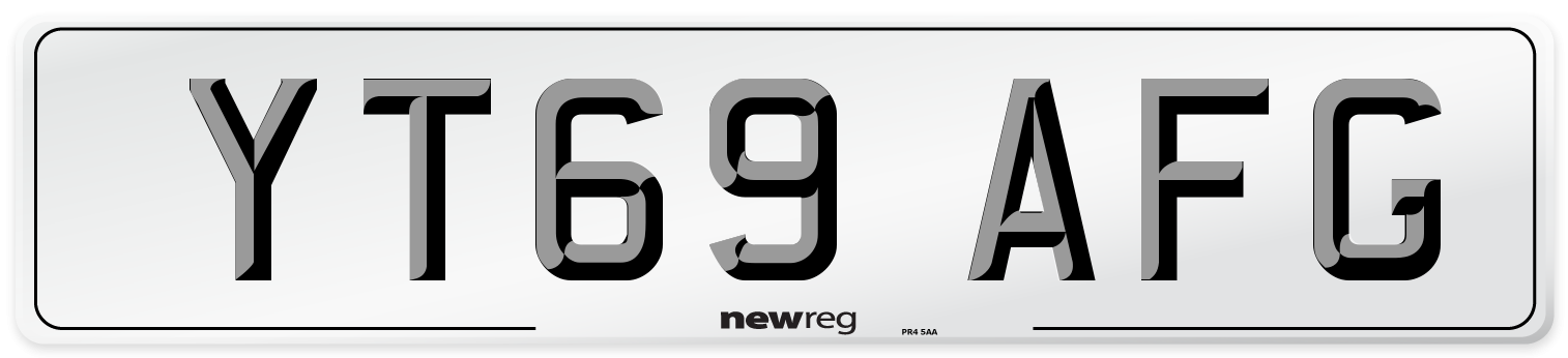 YT69 AFG Front Number Plate