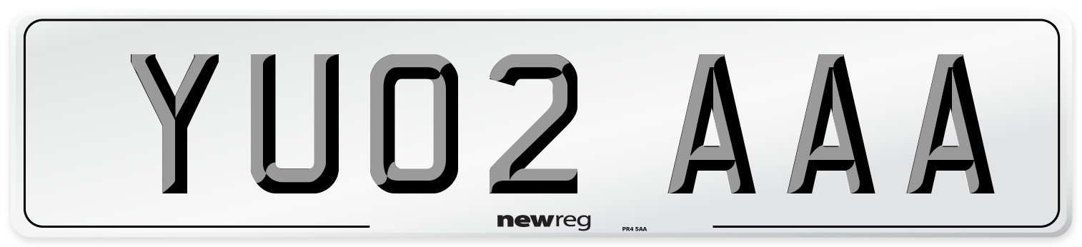 YU02 AAA Front Number Plate