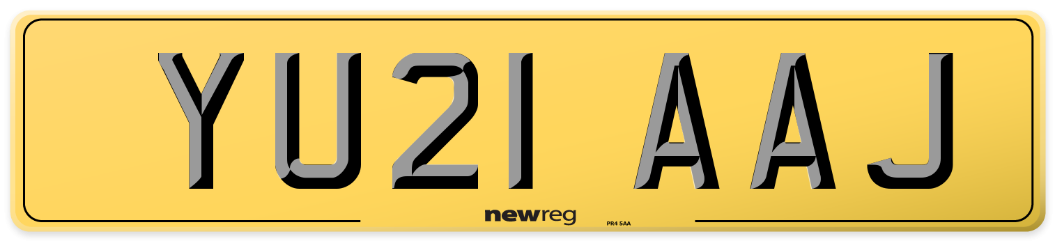 YU21 AAJ Rear Number Plate