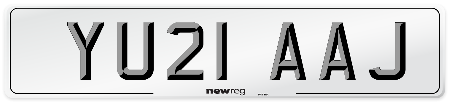 YU21 AAJ Front Number Plate