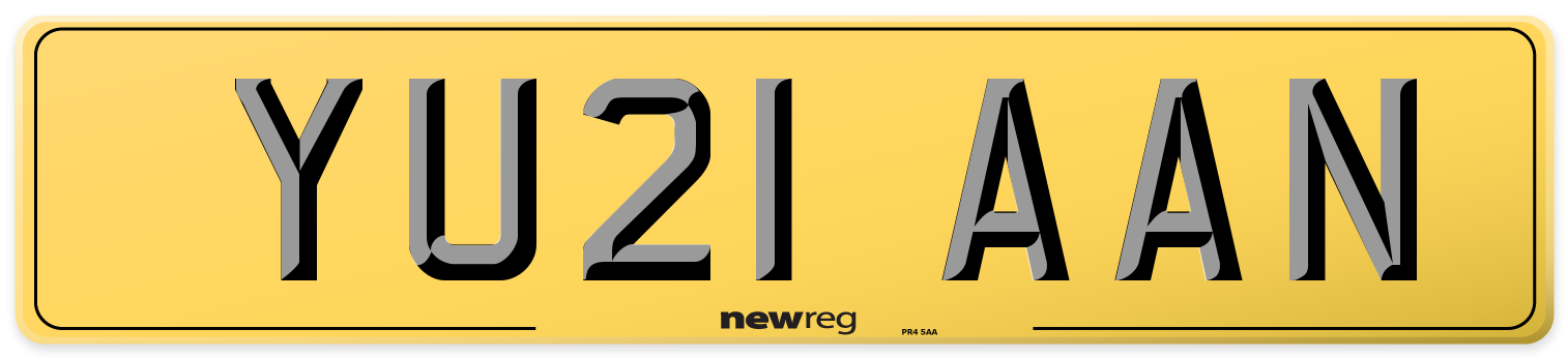 YU21 AAN Rear Number Plate