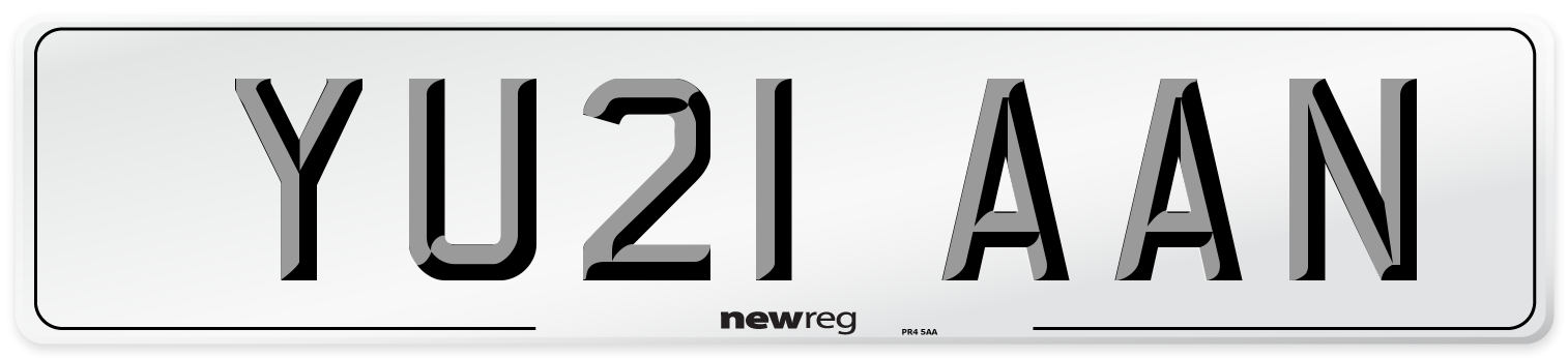 YU21 AAN Front Number Plate