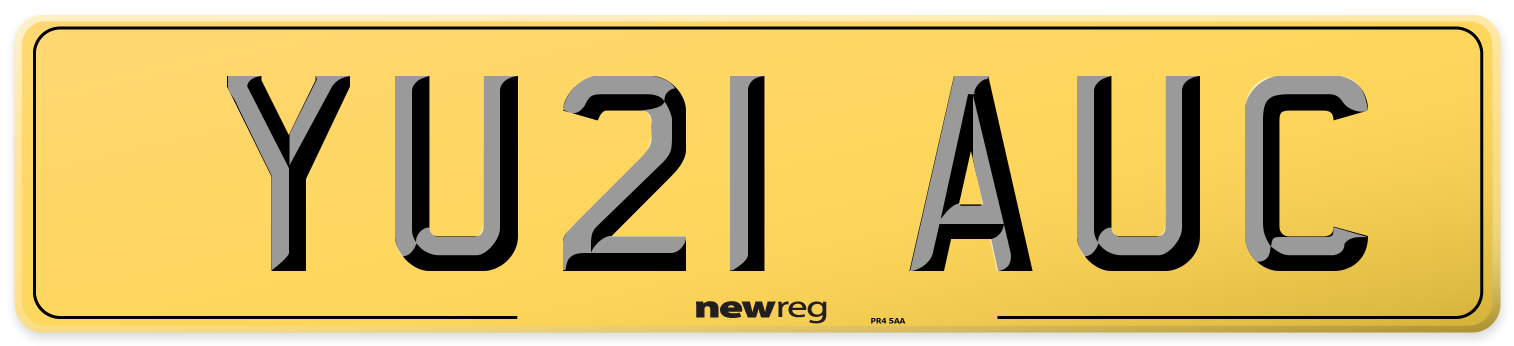 YU21 AUC Rear Number Plate