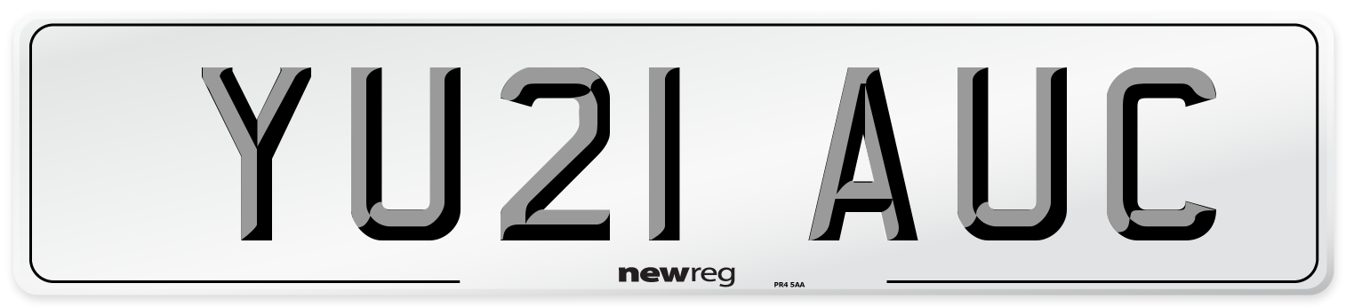 YU21 AUC Front Number Plate