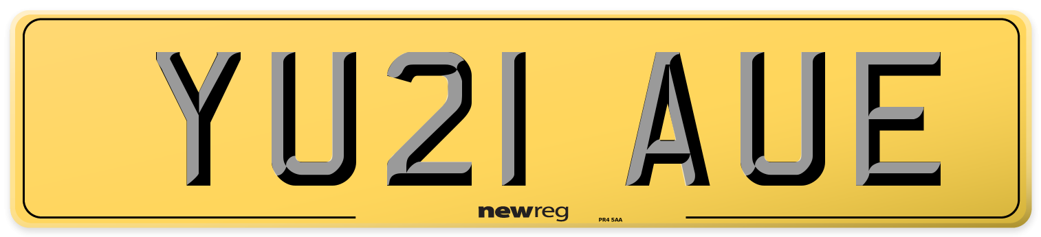 YU21 AUE Rear Number Plate