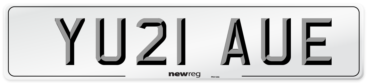 YU21 AUE Front Number Plate
