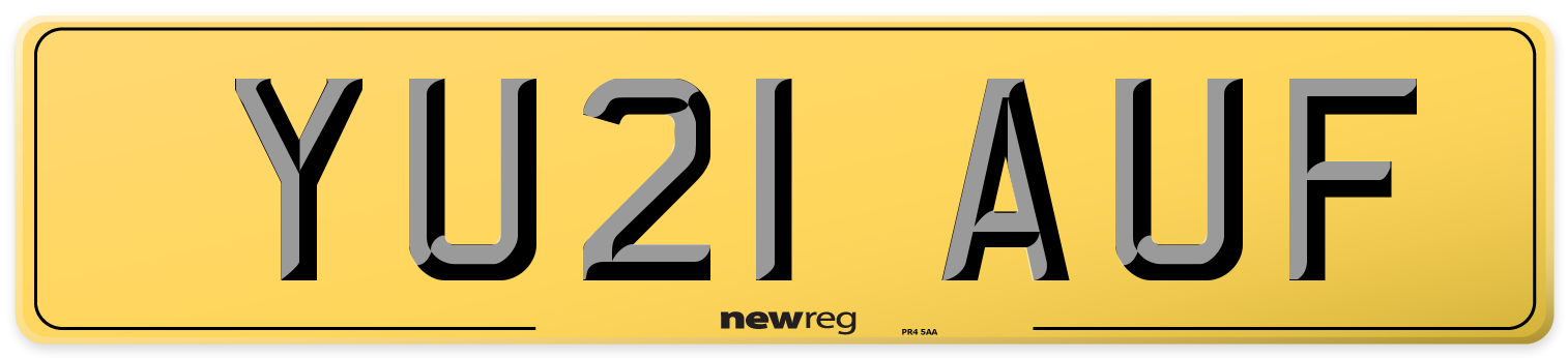 YU21 AUF Rear Number Plate