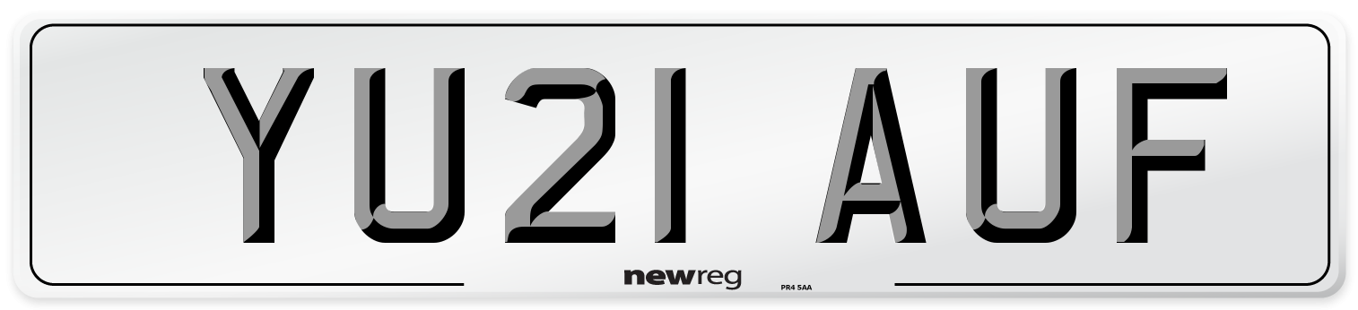 YU21 AUF Front Number Plate