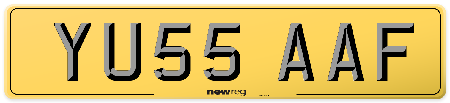 YU55 AAF Rear Number Plate