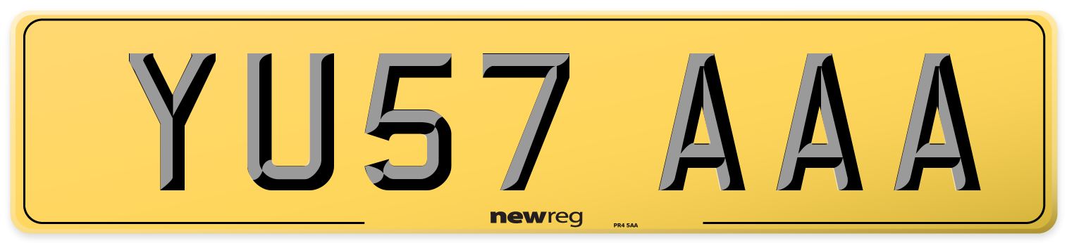 YU57 AAA Rear Number Plate