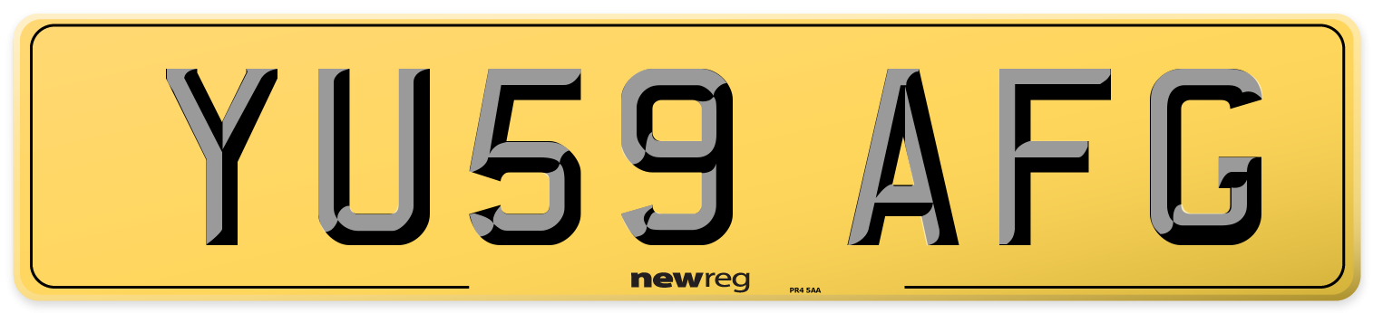 YU59 AFG Rear Number Plate