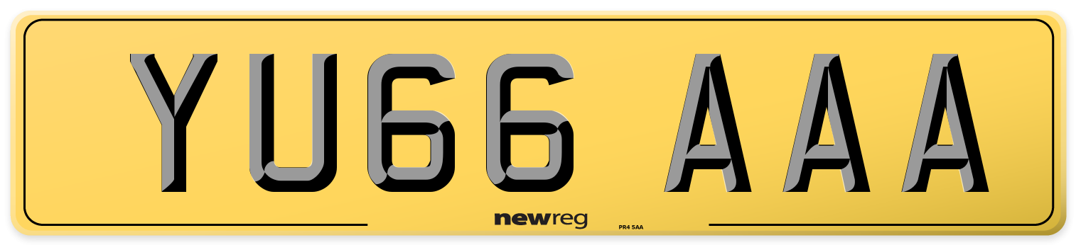 YU66 AAA Rear Number Plate