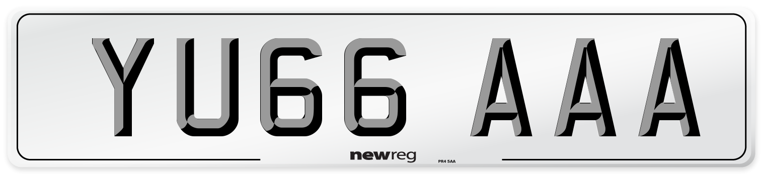 YU66 AAA Front Number Plate