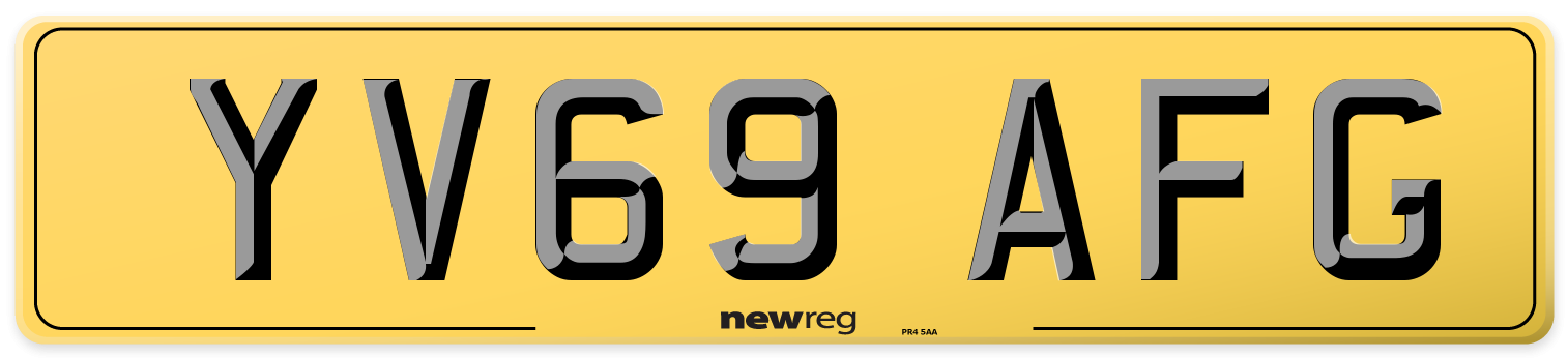 YV69 AFG Rear Number Plate