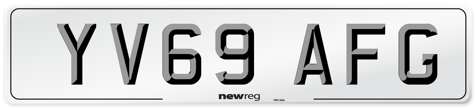 YV69 AFG Front Number Plate