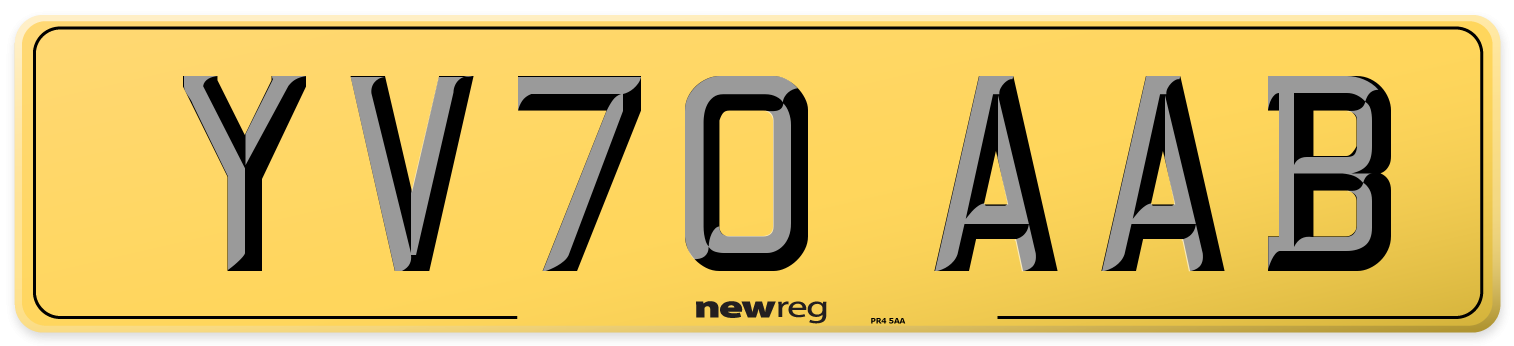 YV70 AAB Rear Number Plate