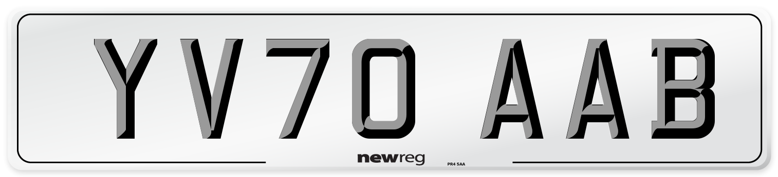 YV70 AAB Front Number Plate