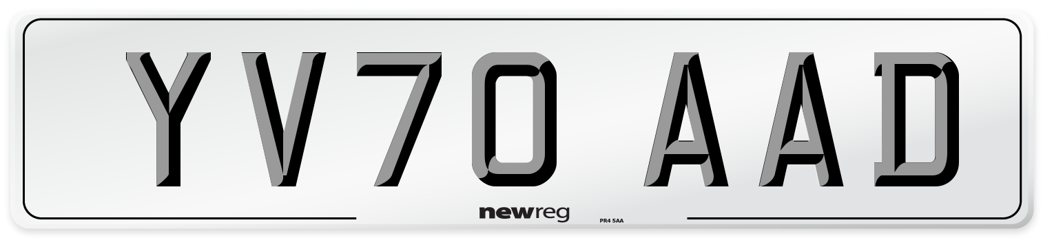 YV70 AAD Front Number Plate