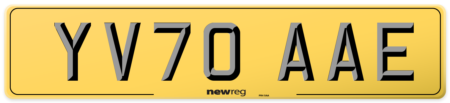 YV70 AAE Rear Number Plate