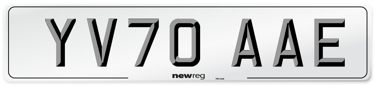 YV70 AAE Front Number Plate