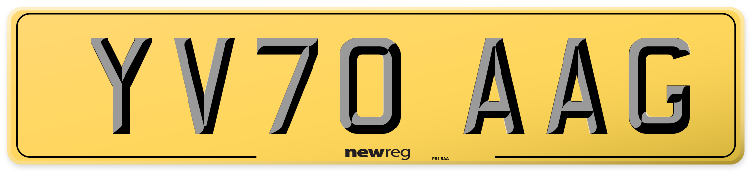 YV70 AAG Rear Number Plate