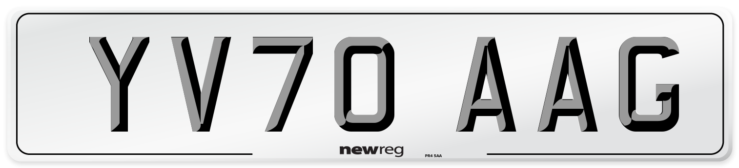YV70 AAG Front Number Plate