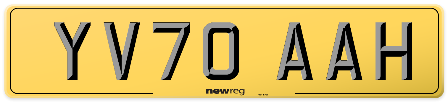 YV70 AAH Rear Number Plate