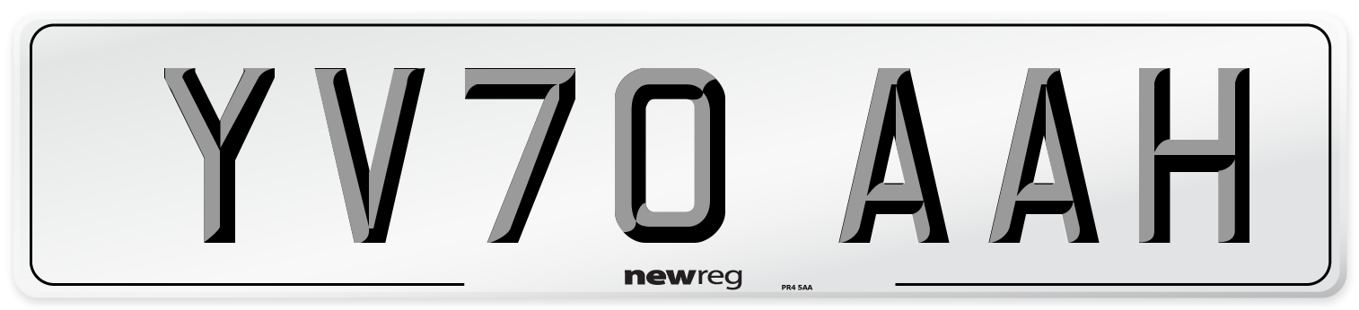 YV70 AAH Front Number Plate