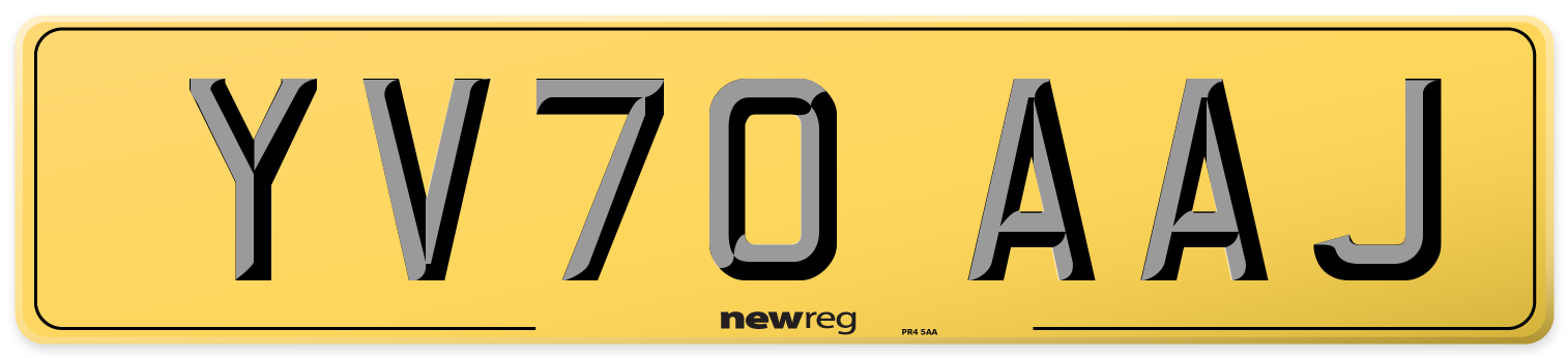 YV70 AAJ Rear Number Plate