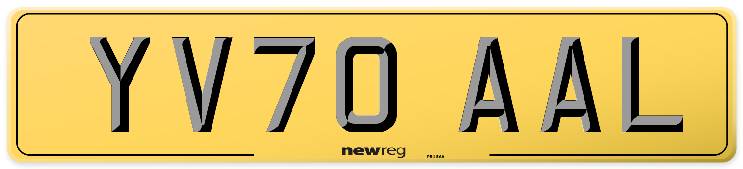 YV70 AAL Rear Number Plate
