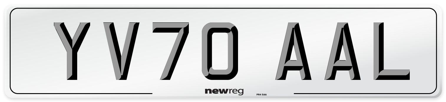 YV70 AAL Front Number Plate