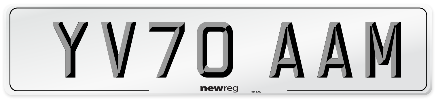 YV70 AAM Front Number Plate
