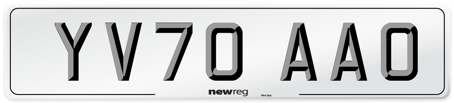 YV70 AAO Front Number Plate