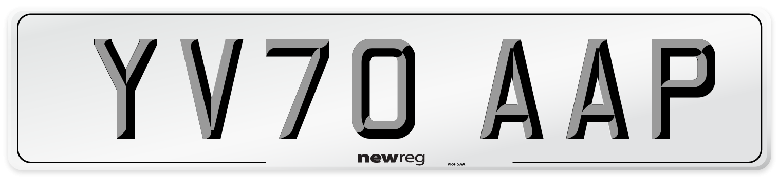 YV70 AAP Front Number Plate