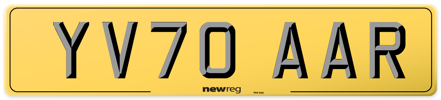 YV70 AAR Rear Number Plate