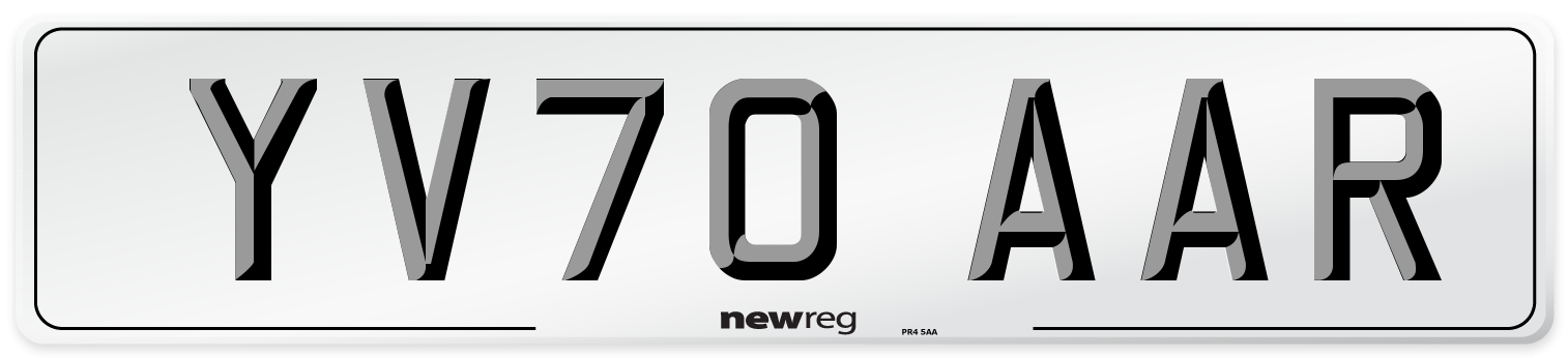 YV70 AAR Front Number Plate