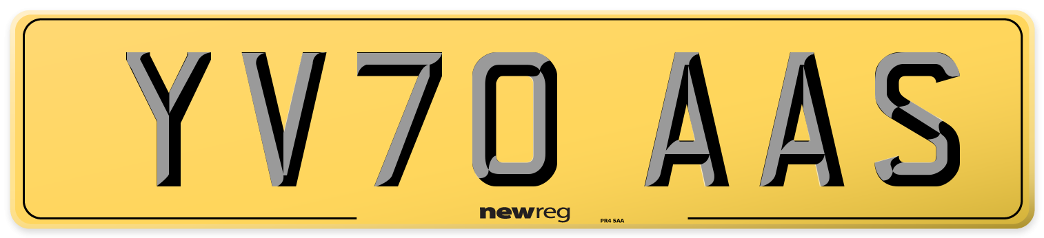 YV70 AAS Rear Number Plate
