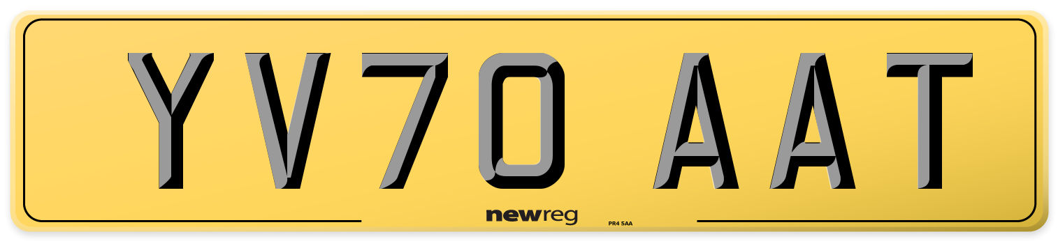 YV70 AAT Rear Number Plate