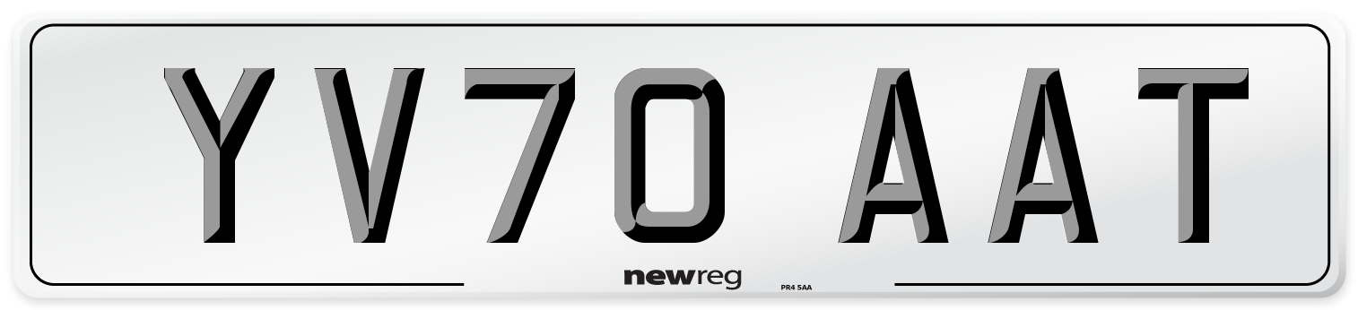YV70 AAT Front Number Plate