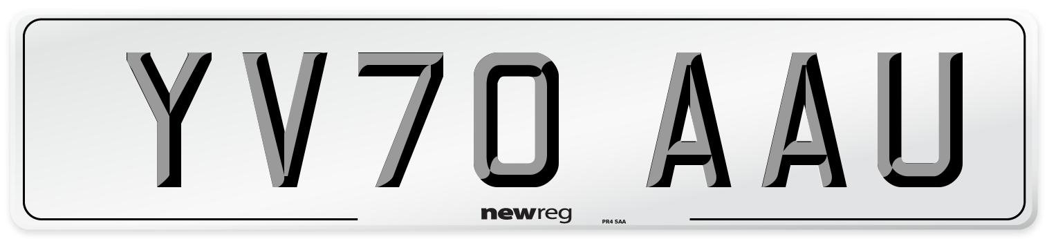YV70 AAU Front Number Plate