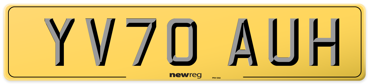 YV70 AUH Rear Number Plate