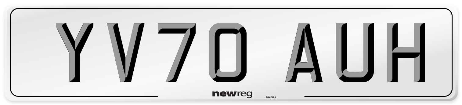 YV70 AUH Front Number Plate
