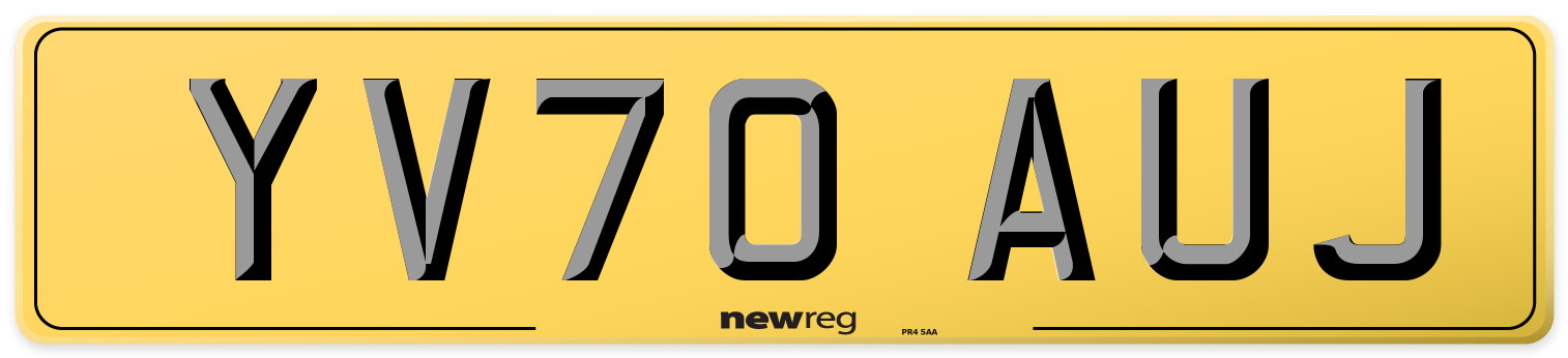 YV70 AUJ Rear Number Plate
