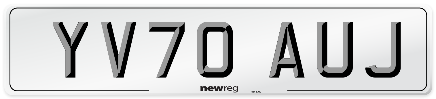 YV70 AUJ Front Number Plate