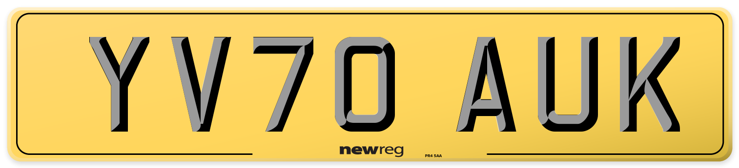 YV70 AUK Rear Number Plate