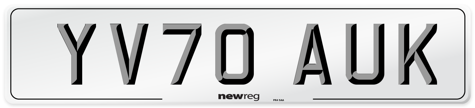 YV70 AUK Front Number Plate