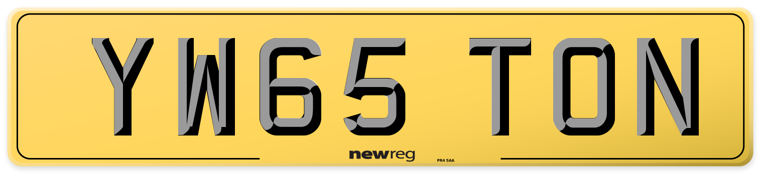 YW65 TON Rear Number Plate